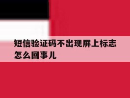 短信验证码不出现屏上标志怎么回事儿