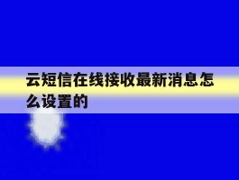 云短信在线接收最新消息怎么设置的