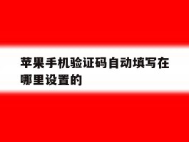 苹果手机验证码自动填写在哪里设置的