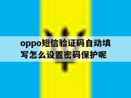 oppo短信验证码自动填写怎么设置密码保护呢的简单介绍