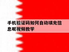 关于手机验证码如何自动填充信息呢视频教学的信息