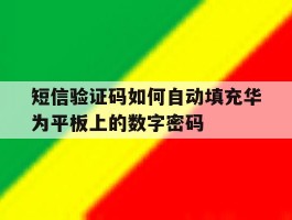 短信验证码如何自动填充华为平板上的数字密码
