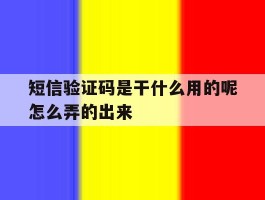 短信验证码是干什么用的呢怎么弄的出来