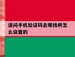请问手机验证码去哪找啊怎么设置的