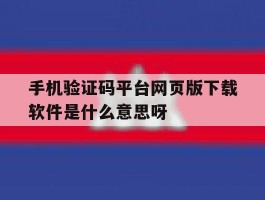 关于手机验证码平台网页版下载软件是什么意思呀的信息