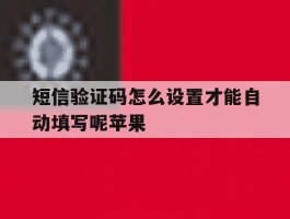 短信验证码怎么设置才能自动填写呢苹果
