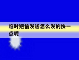 临时短信发送怎么发的快一点呢