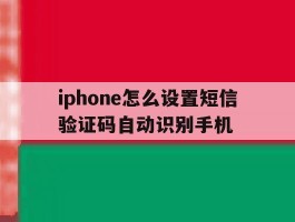 iphone怎么设置短信验证码自动识别手机