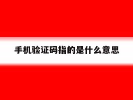 手机验证码指的是什么意思