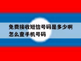 免费接收短信号码是多少啊怎么查手机号码