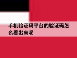 手机验证码平台的验证码怎么看出来呢