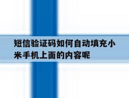 包含短信验证码如何自动填充小米手机上面的内容呢的词条