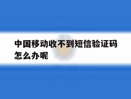 中国移动收不到短信验证码怎么办呢