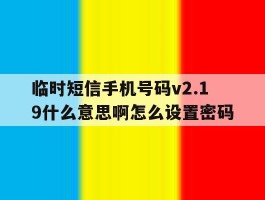 临时短信手机号码v2.19什么意思啊怎么设置密码