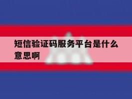 短信验证码服务平台是什么意思啊