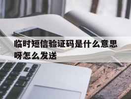 临时短信验证码是什么意思呀怎么发送