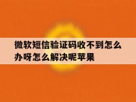 微软短信验证码收不到怎么办呀怎么解决呢苹果的简单介绍