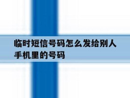 临时短信号码怎么发给别人手机里的号码