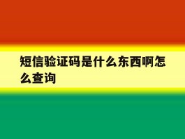 短信验证码是什么东西啊怎么查询