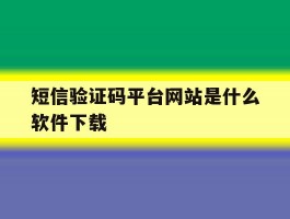 短信验证码平台网站是什么软件下载