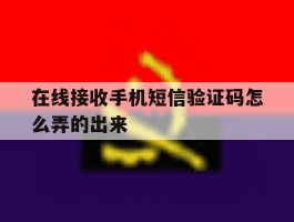在线接收手机短信验证码怎么弄的出来