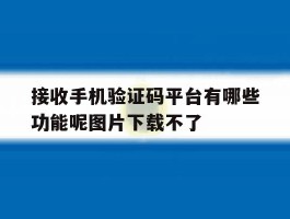 接收手机验证码平台有哪些功能呢图片下载不了的简单介绍