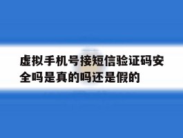 包含虚拟手机号接短信验证码安全吗是真的吗还是假的的词条