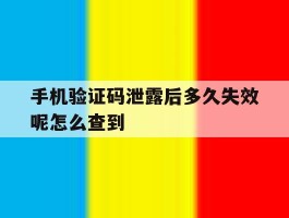 手机验证码泄露后多久失效呢怎么查到的简单介绍
