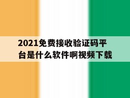 2021免费接收验证码平台是什么软件啊视频下载