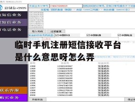 临时手机注册短信接收平台是什么意思呀怎么弄的简单介绍