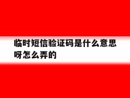 临时短信验证码是什么意思呀怎么弄的