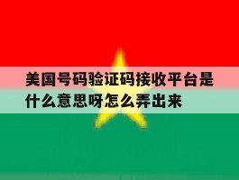 关于美国号码验证码接收平台是什么意思呀怎么弄出来的信息