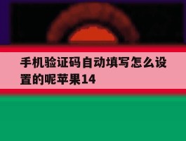 包含手机验证码自动填写怎么设置的呢苹果14的词条