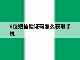 6位短信验证码怎么获取手机