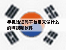 手机验证码平台用来做什么的啊视频软件