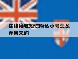 在线接收短信隐私小号怎么弄回来的