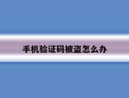 手机验证码被盗怎么办