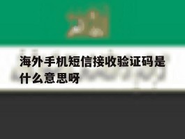 海外手机短信接收验证码是什么意思呀的简单介绍