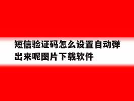 关于短信验证码怎么设置自动弹出来呢图片下载软件的信息