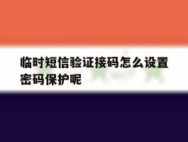 临时短信验证接码怎么设置密码保护呢