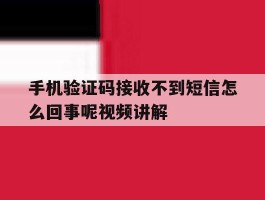 手机验证码接收不到短信怎么回事呢视频讲解的简单介绍