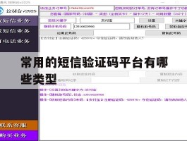 常用的短信验证码平台有哪些类型