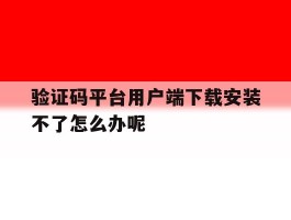 关于验证码平台用户端下载安装不了怎么办呢的信息