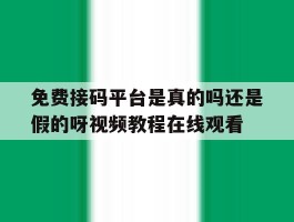 免费接码平台是真的吗还是假的呀视频教程在线观看的简单介绍