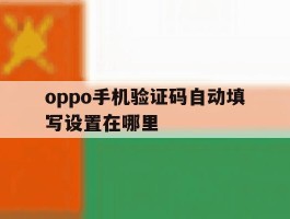 oppo手机验证码自动填写设置在哪里