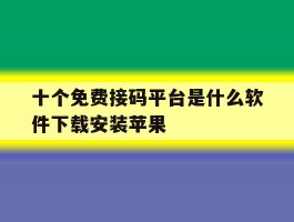 十个免费接码平台是什么软件下载安装苹果