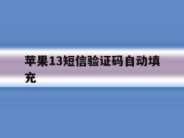 苹果13短信验证码自动填充