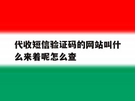 代收短信验证码的网站叫什么来着呢怎么查