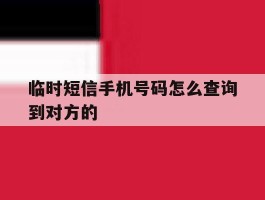 临时短信手机号码怎么查询到对方的