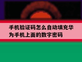包含手机验证码怎么自动填充华为手机上面的数字密码的词条